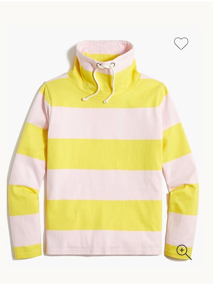 J. Crew Yellow Pink Striped Funnelneck Top // S Aw631